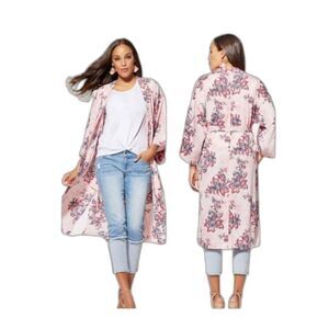 Gabrielle Union x NY & Co Floral Print Duster Kimono Robe Sz M